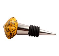 Mustard And Black Melon Glass Wine Stopper