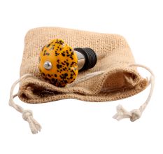 Mustard And Black Melon Glass Wine Stopper