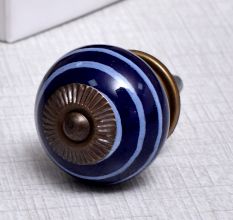 Navy Blue White Knob