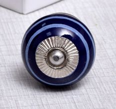 Navy Blue White Knob