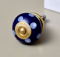 Navy Blue White Polka Dot Knob