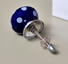 Navy Blue White Polka Dot Knob