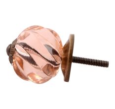 Peach Pink Interior Cut Glass Knobs