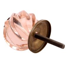 Peach Pink Interior Cut Glass Knobs