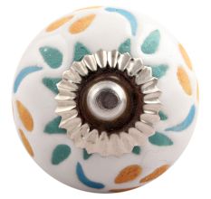 Three Color Leaf Etched Ceramic Knobs