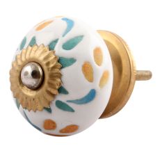 Three Color Leaf Etched Ceramic Knobs