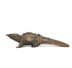 Tribal Brass Decorative Crocodile with Small Box