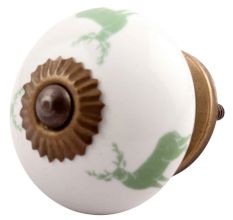 Forest Green Standing Rein Deer Pattern Ceramic Cabinet Knob