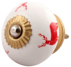 Red Standing Rein Deer Pattern Ceramic Cabinet Knob Online