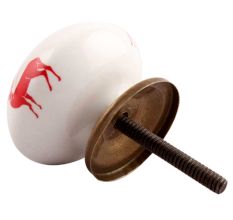 Red Standing Rein Deer Pattern Ceramic Cabinet Knob Online