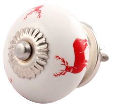 Red Standing Rein Deer Pattern Ceramic Cabinet Knob Online