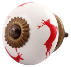 Red Running  Rein Deer Pattern Ceramic Cabinet Knob Online