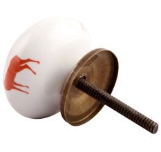Brick Red Standing Rein Deer Pattern Ceramic Drawer Knob Online