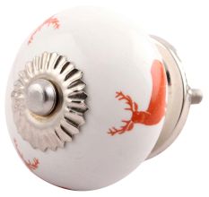Brick Red Standing Rein Deer Pattern Ceramic Drawer Knob Online