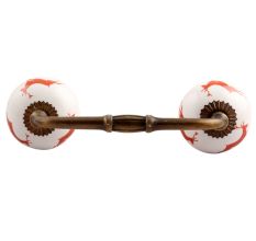 Brick Red Running Rein Deer Pattern Ceramic Bridge Handle