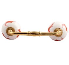 Brick Red Running Rein Deer Pattern Ceramic Bridge Handle