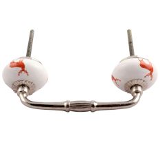 Peach Standing Rein Deer Pattern Ceramic Bridge Handle