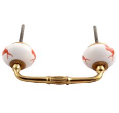 Peach Standing Rein Deer Pattern Ceramic Bridge Handle