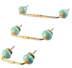 Sea Green Leaf Ceramic Bridge Handle