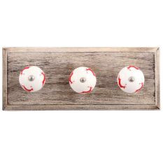 Red Running Rein Deer Pattern Ceramic Wooden Hooks