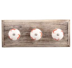 Brick Red Running Rein Deer Pattern Ceramic Wooden Hooks