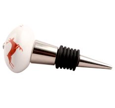 Brick Red Runing Rein Deer Pattern Ceramic Wine Stopper