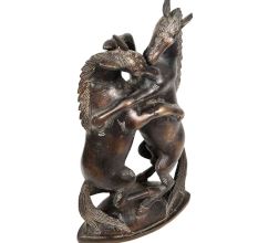 Two Horses Fighting Bronze Statue