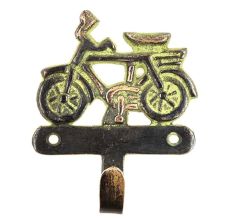 Brass Racers Bicycle Single Hook With Green Patina