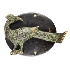 Peacock Door Knocker Of Brass With Patina