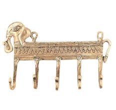 Hand Casted Elephant 5 Brass Hooks