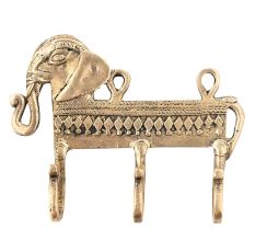Hand Casted Elephant 3 Brass Hooks