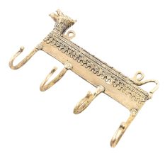 4 Brass Hooks with Lion Motif