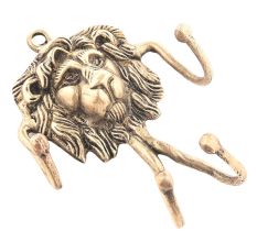 Brass Made 4 Key Hooks of Lion Face