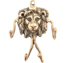 Brass Made 4 Key Hooks of Lion Face