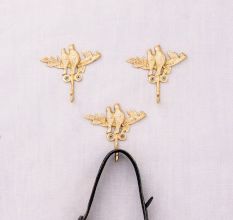 Brass Two Birds Sitting on a Branch Wall Hooks