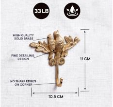 Brass Two Birds Sitting on a Branch Wall Hooks