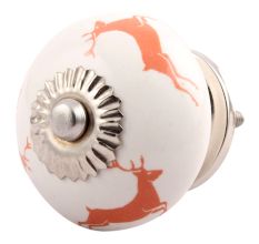 Peach Running Rein Deer Pattern Ceramic Drawer Knob Online 