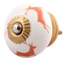 Peach Running Rein Deer Pattern Ceramic Drawer Knob Online 