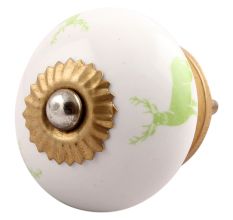 Pea Green Standing Rein Deer Pattern Ceramic Cabinet Knob Online 