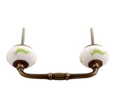 Pea Green Running Rein Deer Pattern Ceramic Bridge Handle