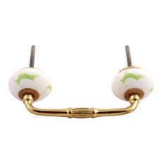 Pea Green Running Rein Deer Pattern Ceramic Bridge Handle