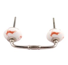 Peach Running Rein Deer Pattern Ceramic Bridge Handle