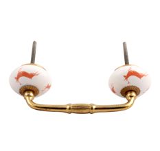 Peach Running Rein Deer Pattern Ceramic Bridge Handle