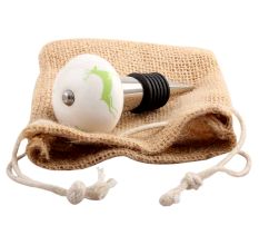 Pea Green Runing Rein Deer Pattern Ceramic Wine Stopper