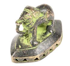 Vintage Indian Single Brass Elephant Scrubber Rattle with Patina