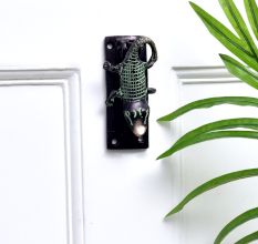 Green Brass Crocodile Door Knocker