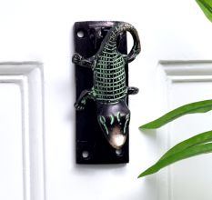Green Brass Crocodile Door Knocker