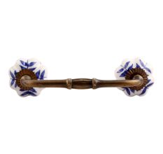 Blue Leaf Medium Ceramic Bridge Handle
