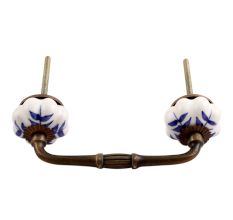 Blue Leaf Medium Ceramic Bridge Handle