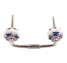 Blue Leaf Medium Ceramic Bridge Handle